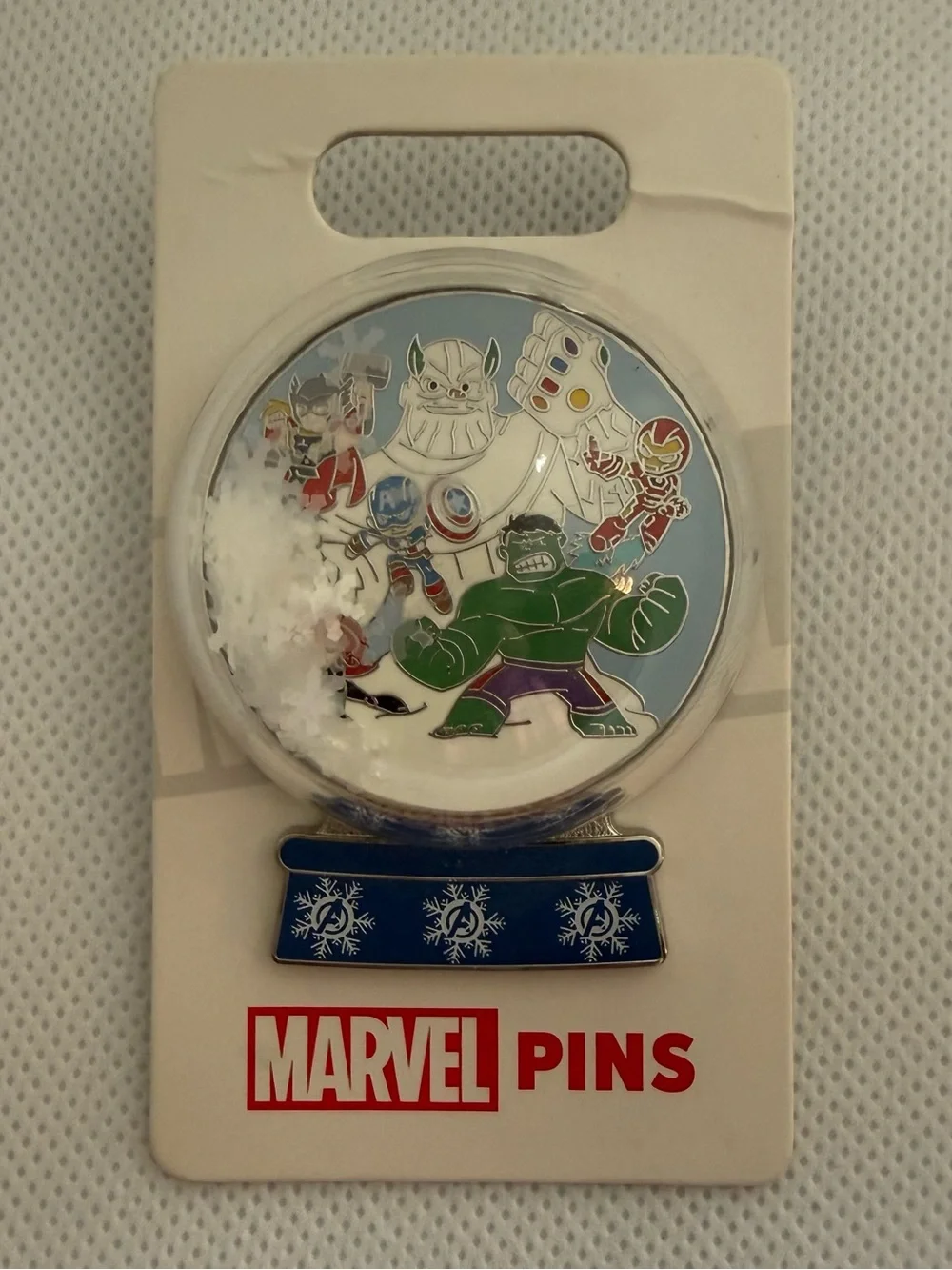 Disney Marvel Avengers Mini Snow Globe Pin 2022 Thanos Iron Man Hulk New